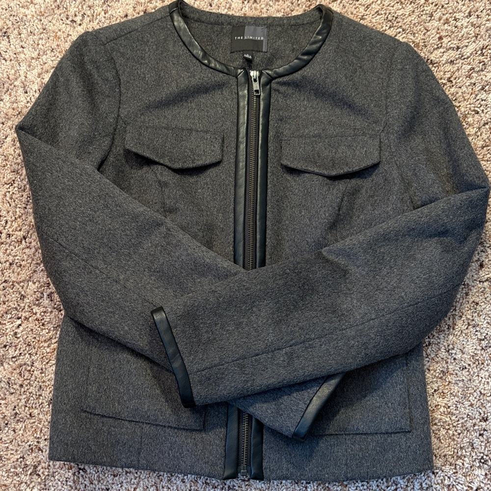 The Limited Charcoal Flannel Blazer